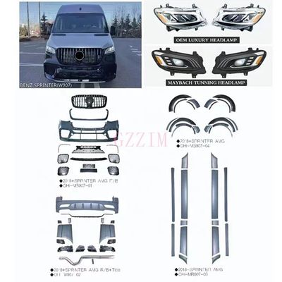 Car Body Kit For Benz W907 Sprinter Front Lip Rear Diffuser Side Skirts Trunk Spoiler Wing Spoiler